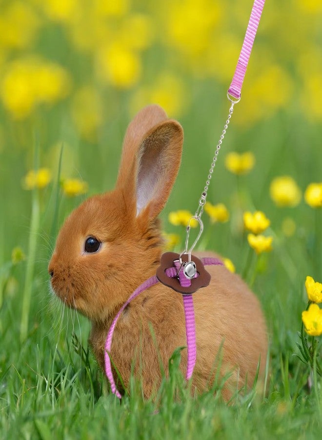 HOKABLE 2 Pack Adjustable Hamster Leash Harness for Harness for Ferret Baby Rabbit Hamster Rat Mouse Leash Lead with Bell (Pink - Image 4